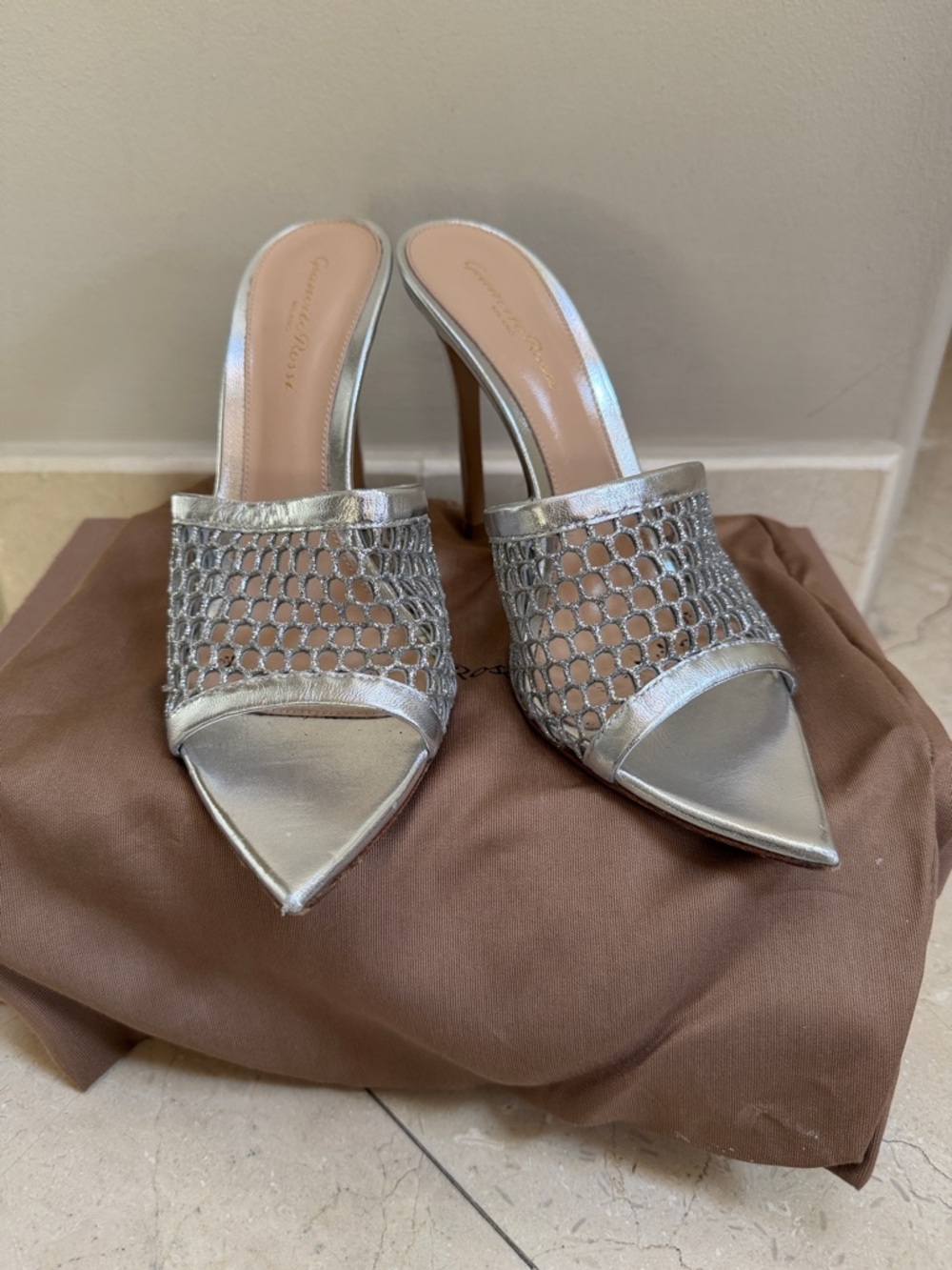 Gianvito Rossi Alicia Mule in Nappa silver
